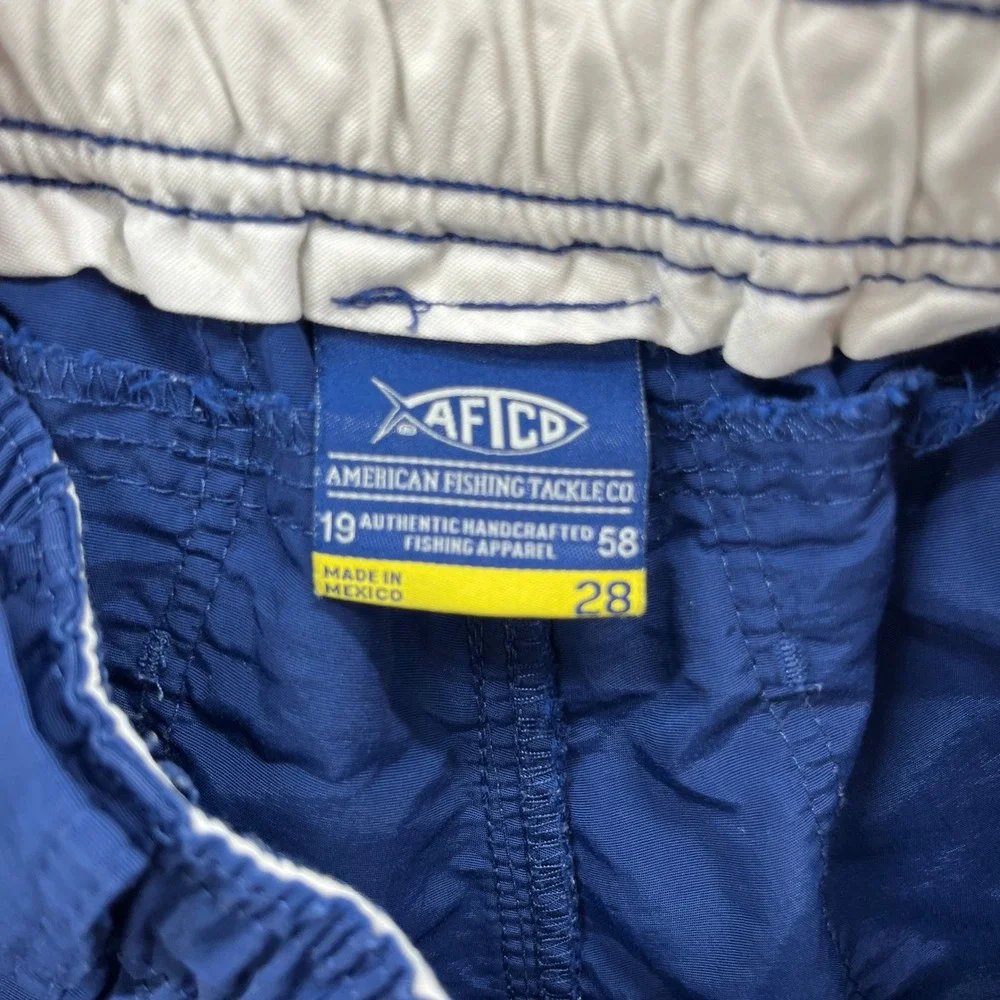 AFTCO Fishing Shorts Boys 28 Blue Nylon Cargo Pocket Outdoor Utility